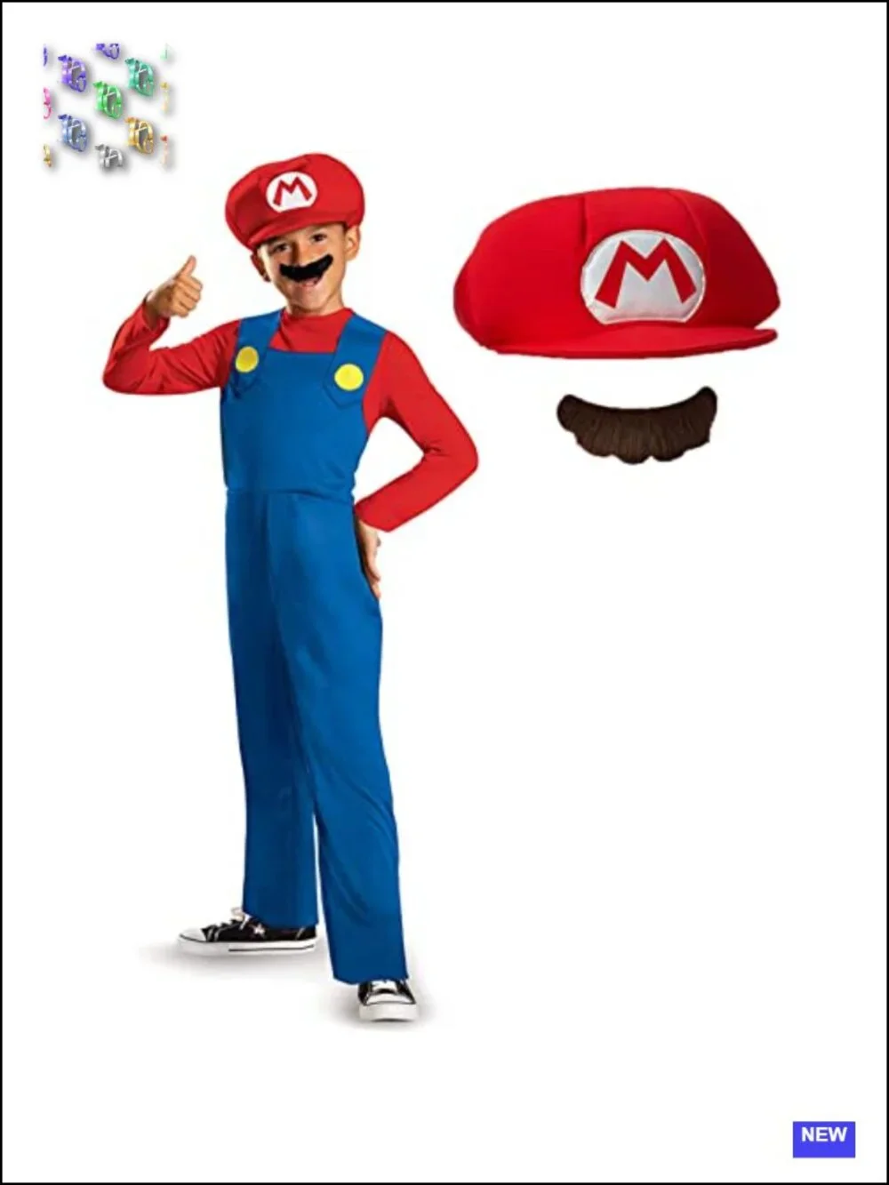 Officially Licensed Nintendo Super Mario Boys Costume Medium 7-8 Jumpsuit Hat